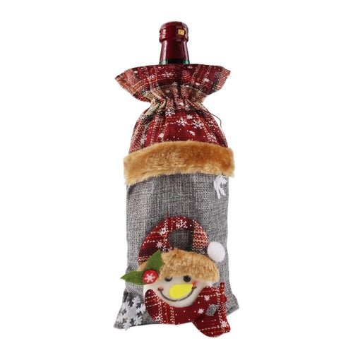 Creative Christmas Wine Bottle Set Golden Velvet Dress Wine Bottle - Noel.ca