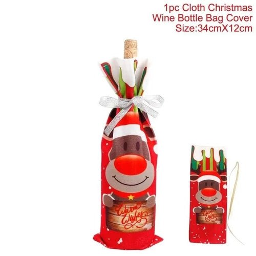 Creative Christmas Wine Bottle Set Golden Velvet Dress Wine Bottle - Noel.ca