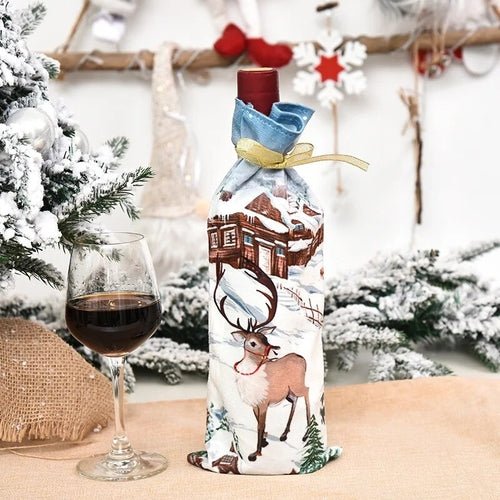 Creative Christmas Wine Bottle Set Golden Velvet Dress Wine Bottle - Noel.ca