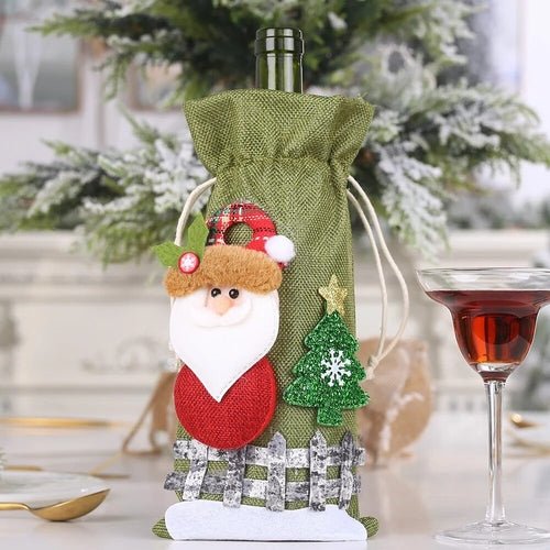 Creative Christmas Wine Bottle Set Golden Velvet Dress Wine Bottle - Noel.ca