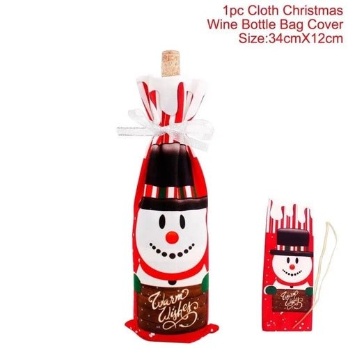 Creative Christmas Wine Bottle Set Golden Velvet Dress Wine Bottle - Noel.ca
