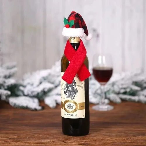 Creative Christmas Wine Bottle Set Golden Velvet Dress Wine Bottle - Noel.ca