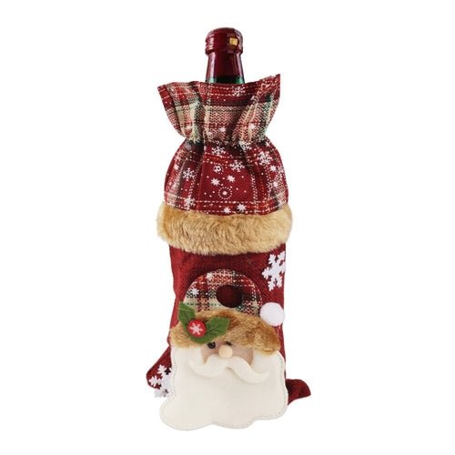 Creative Christmas Wine Bottle Set Golden Velvet Dress Wine Bottle - Noel.ca