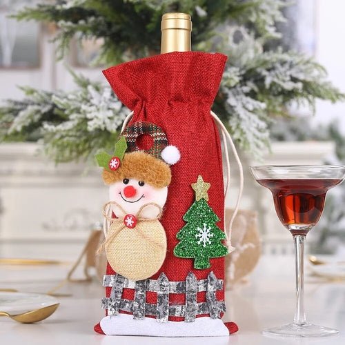 Creative Christmas Wine Bottle Set Golden Velvet Dress Wine Bottle - Noel.ca