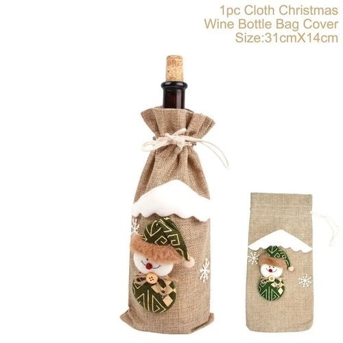 Creative Christmas Wine Bottle Set Golden Velvet Dress Wine Bottle - Noel.ca