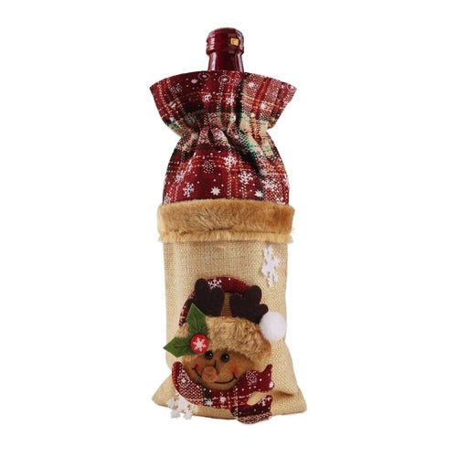Creative Christmas Wine Bottle Set Golden Velvet Dress Wine Bottle - Noel.ca