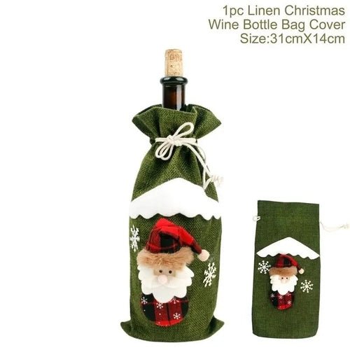 Creative Christmas Wine Bottle Set Golden Velvet Dress Wine Bottle - Noel.ca