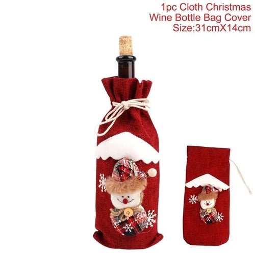Creative Christmas Wine Bottle Set Golden Velvet Dress Wine Bottle - Noel.ca