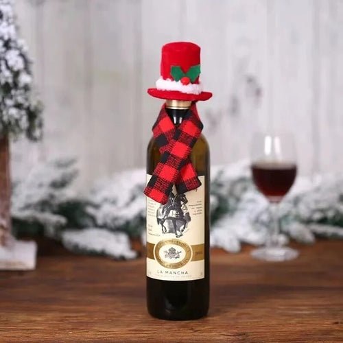 Creative Christmas Wine Bottle Set Golden Velvet Dress Wine Bottle - Noel.ca