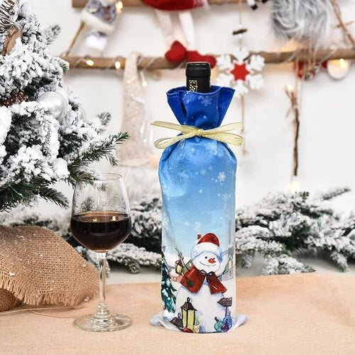 Creative Christmas Wine Bottle Set Golden Velvet Dress Wine Bottle - Noel.ca