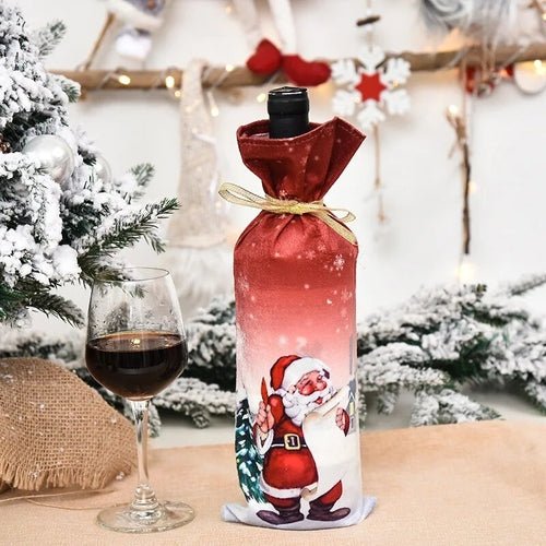Creative Christmas Wine Bottle Set Golden Velvet Dress Wine Bottle - Noel.ca