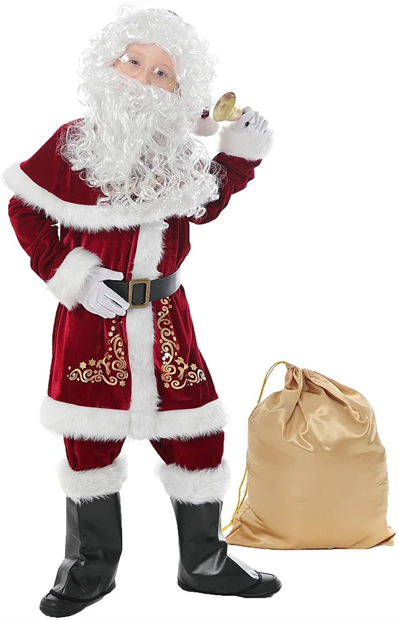 Man Santa Claus Suit Adult Christmas Cosplay Costume Red Deluxe Velvet - Noel.ca