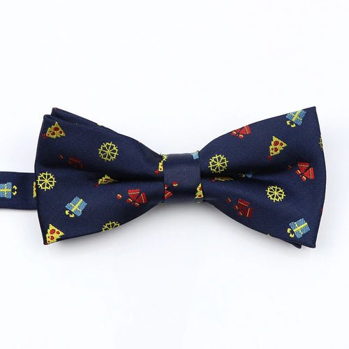 Mens Christmas Bow Tie High Quality Jacquard Woven Red Blue - Noel.ca