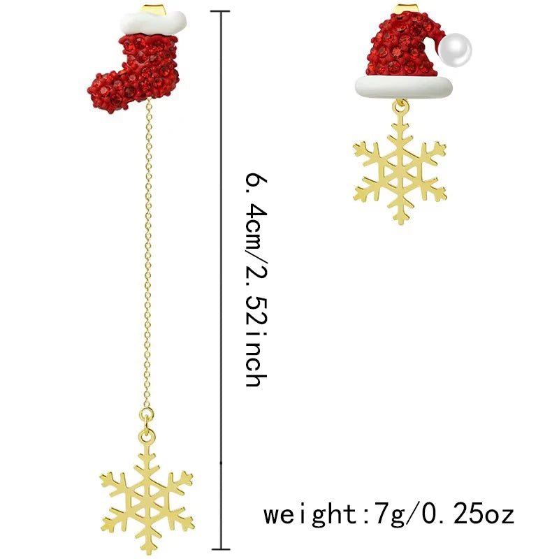 New Design Asymmetric Snowflake Christmas Boot Hat Drop Earrings for - Noel.ca