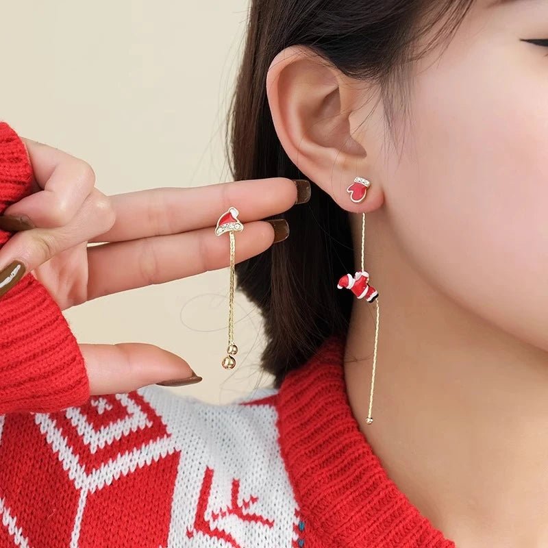 New Design Asymmetric Snowflake Christmas Boot Hat Drop Earrings for - Noel.ca