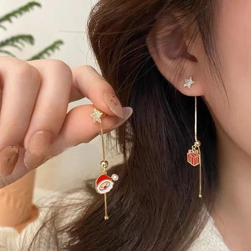 New Design Asymmetric Snowflake Christmas Boot Hat Drop Earrings for - Noel.ca