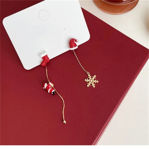 New Design Asymmetric Snowflake Christmas Boot Hat Drop Earrings for - Noel.ca