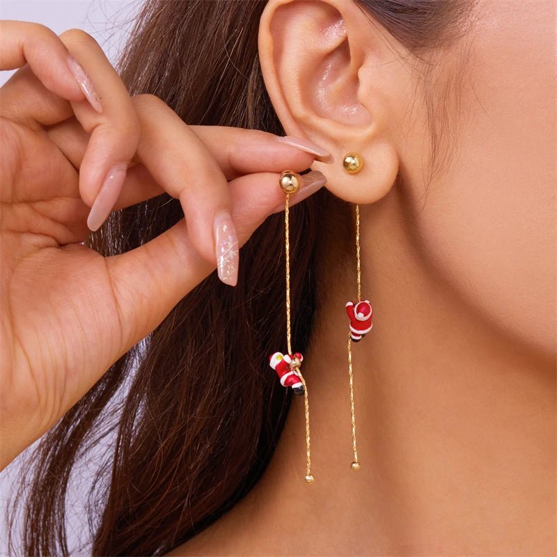 New Design Asymmetric Snowflake Christmas Boot Hat Drop Earrings for - Noel.ca