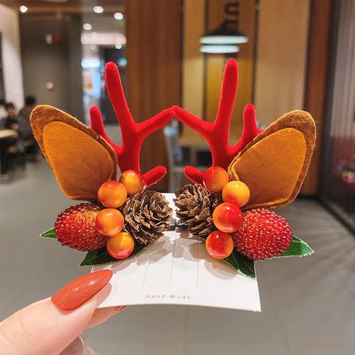 New Year Christmas Hair Pin Children Barrettes Bow Deer Santa Claus - Noel.ca