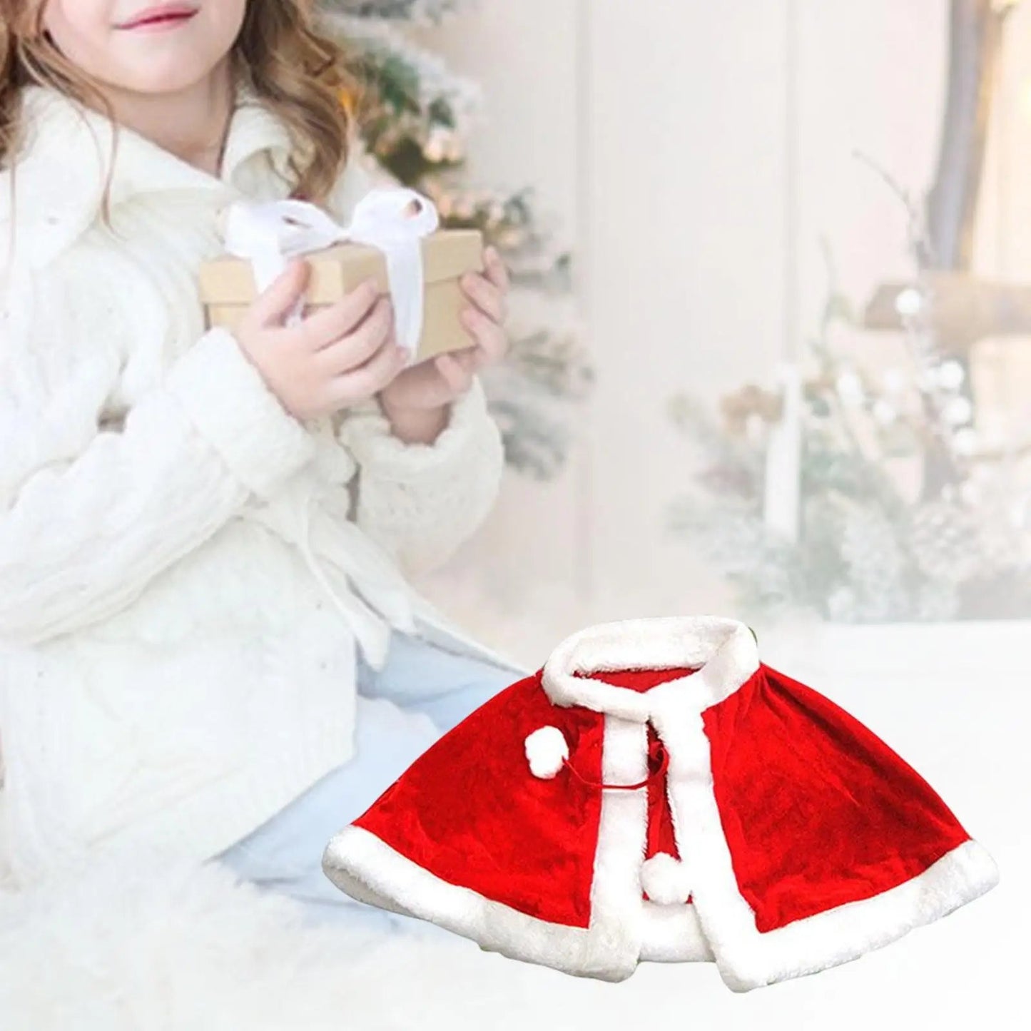 New Year Winter Red Velvet Cape Cloak Christmas Women Girl Shawl Party - Noel.ca
