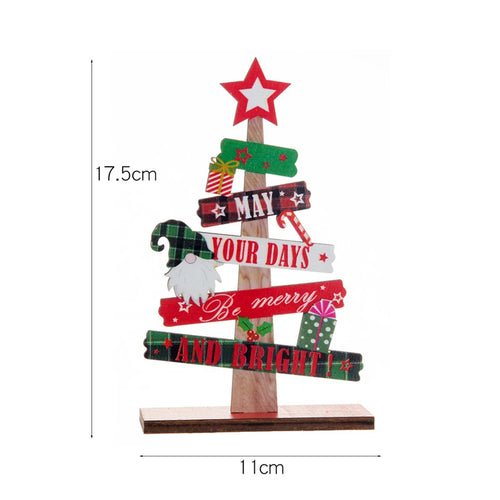 Wooden Christmas Tree Desktop Ornament Santa Claus Merry Christmas - Noel.ca