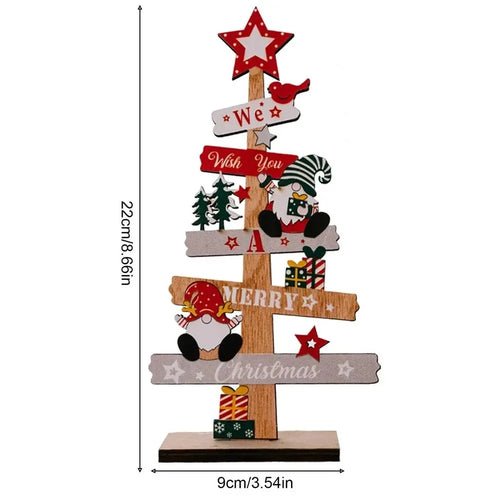 Wooden Christmas Tree Desktop Ornament Santa Claus Merry Christmas - Noel.ca
