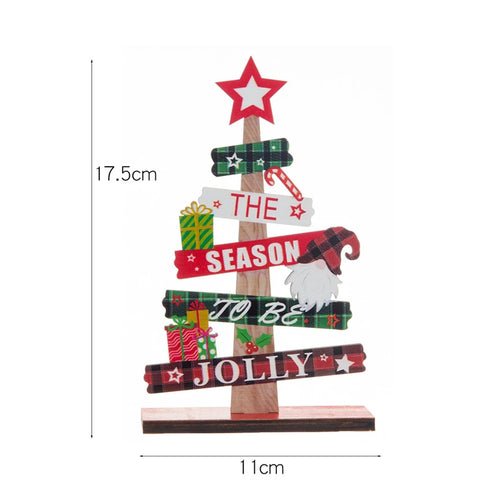 Wooden Christmas Tree Desktop Ornament Santa Claus Merry Christmas - Noel.ca