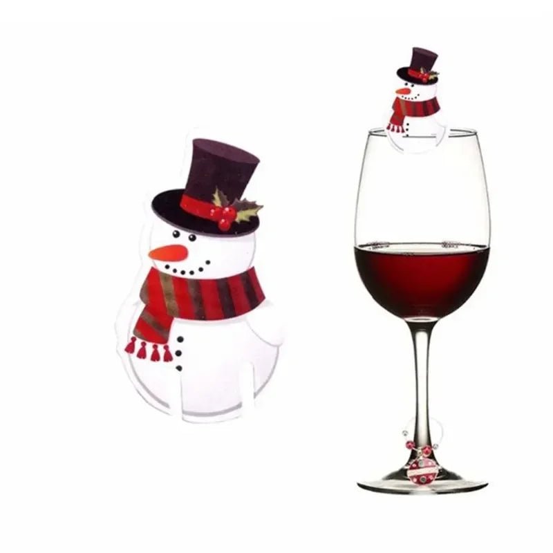 10PCS Christmas Cup Card Santa Hat Wine Glass Decor Ornaments Navidad - Noel.ca