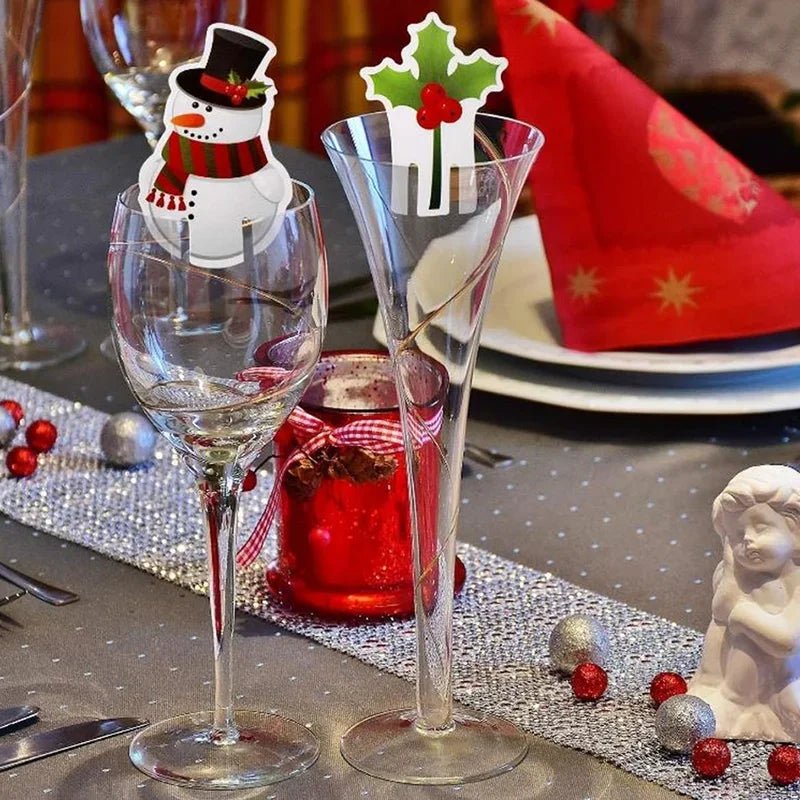 10pc/set Wine Cup Card Christmas Decor Santa Hat Glass Decor Xmas Tree - Noel.ca