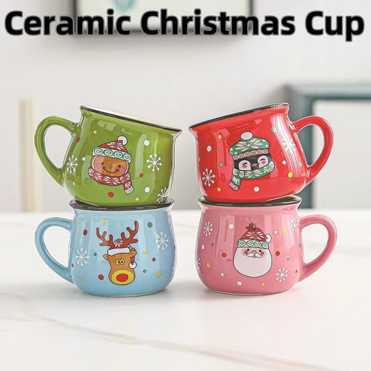 150ML Ceramic Christmas Cup Cartoon Santa Style Cute Elk Mousse Cup - Noel.ca