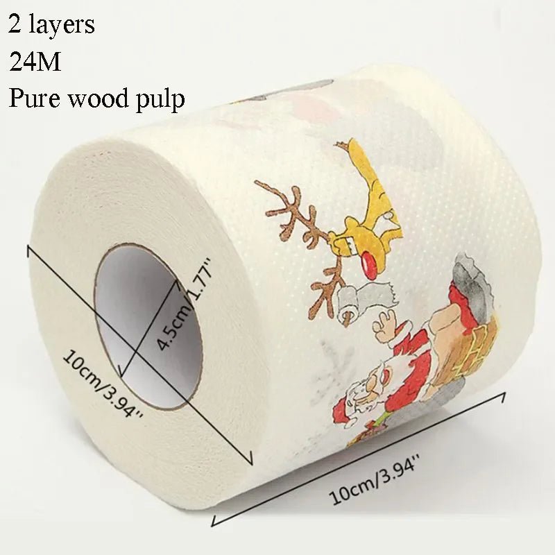 1Roll Christmas Toilet Paper Festival Theme Printed Wood Pulp Toilet - Noel.ca