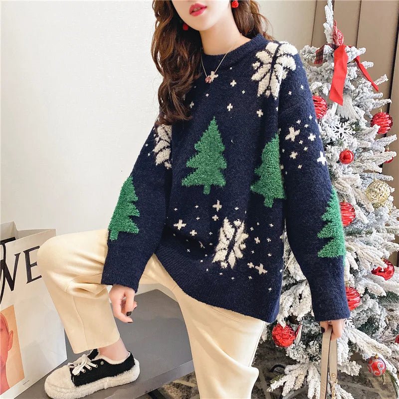 2024 Autumn/Winter New Korean Thickened Color blocked Christmas - Noel.ca