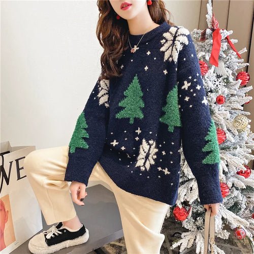 2024 Autumn/Winter New Korean Thickened Color blocked Christmas - Noel.ca