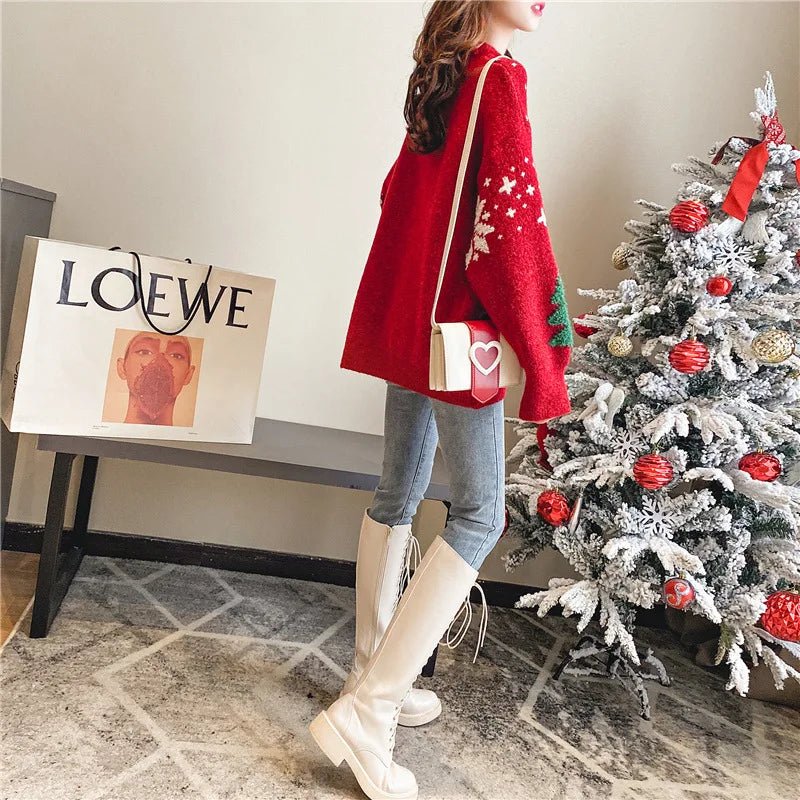2024 Autumn/Winter New Korean Thickened Color blocked Christmas - Noel.ca
