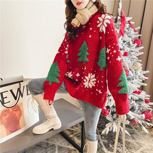 2024 Autumn/Winter New Korean Thickened Color blocked Christmas - Noel.ca
