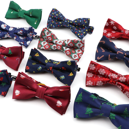 Mens Christmas Bow Tie High Quality Jacquard Woven Red Blue