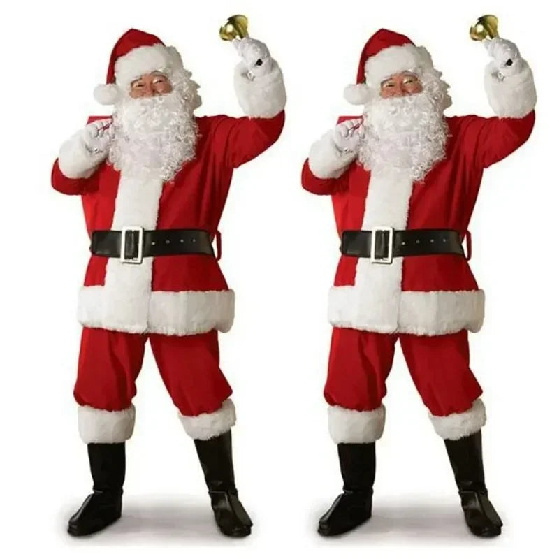 Christmas Santa Claus Cosplay Costume Red Velet Xmas New Year Men