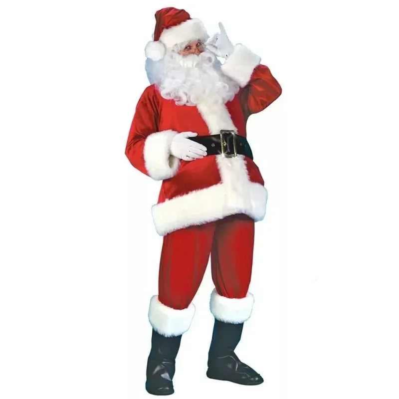Christmas Santa Claus Cosplay Costume Red Velet Xmas New Year Men