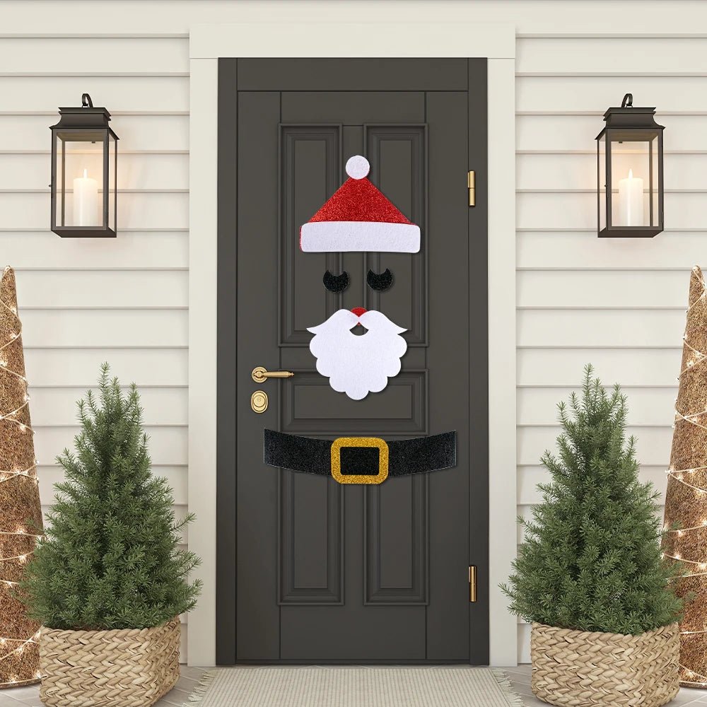 Christmas Door Window Stickers Felt Cloth Cartoon Snowman Santa Claus - Noel.ca