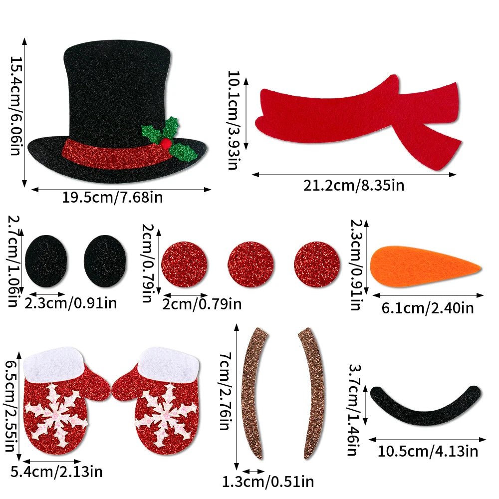 Christmas Door Window Stickers Felt Cloth Cartoon Snowman Santa Claus - Noel.ca