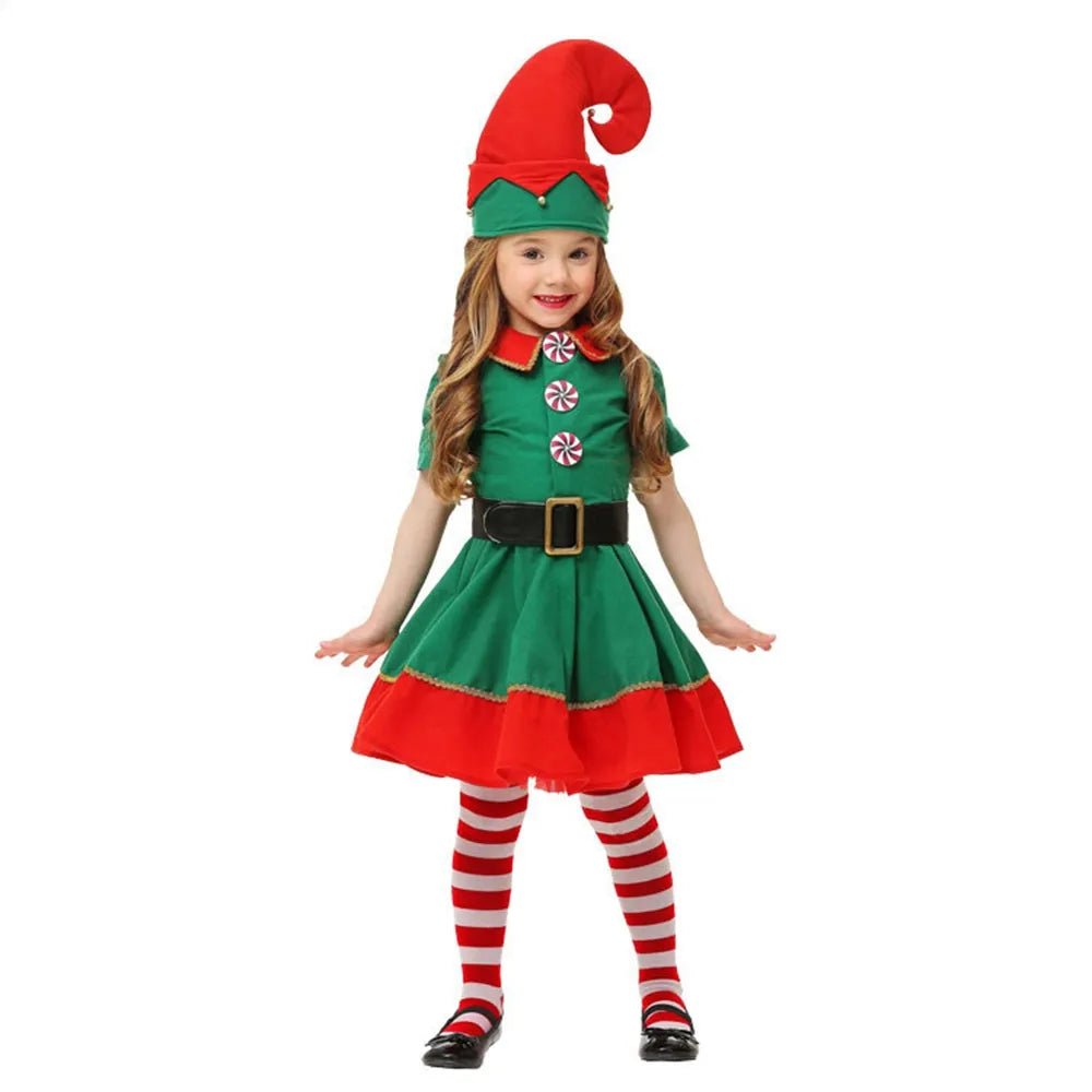 Christmas Santa Claus Costume Green Elf Cosplay Family Carnival Party - Noel.ca