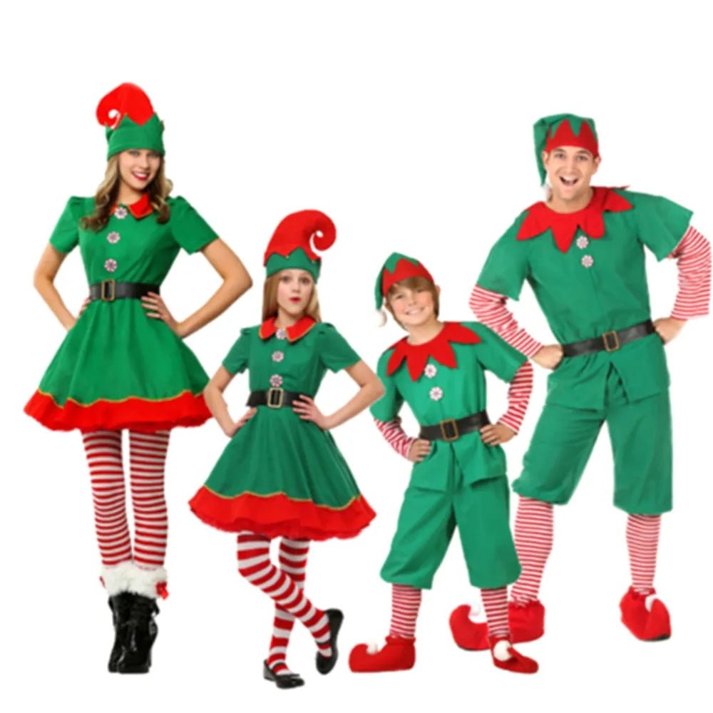 Christmas Santa Claus Costume Green Elf Cosplay Family Carnival Party - Noel.ca