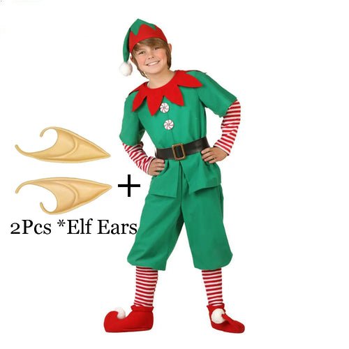 Christmas Santa Claus Costume Green Elf Cosplay Family Carnival Party - Noel.ca