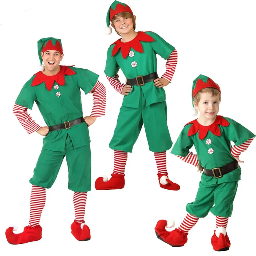 Christmas Santa Claus Costume Green Elf Cosplay Family Carnival Party - Noel.ca