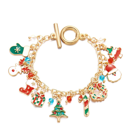 Cute Christmas Series Santa Claus Tree Elk Pendant Bracelets for Women - Noel.ca