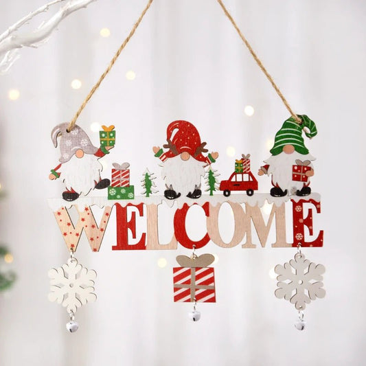 Gnome Santa Claus Wooden Hanging Ornament 2024 Merry Christmas - Noel.ca