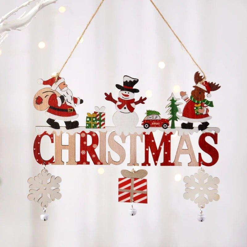 Gnome Santa Claus Wooden Hanging Ornament 2024 Merry Christmas - Noel.ca