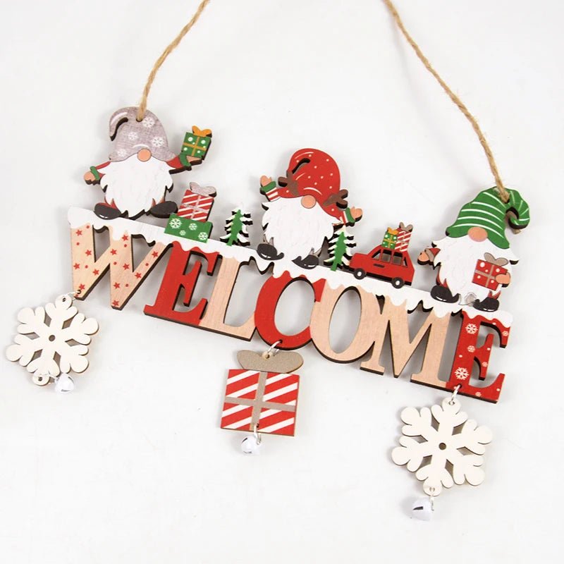 Gnome Santa Claus Wooden Hanging Ornament 2024 Merry Christmas - Noel.ca