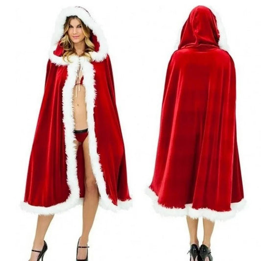 Halloween Christmas Costumes Adult Women Sexy Hooded Cloak Mrs Santa - Noel.ca