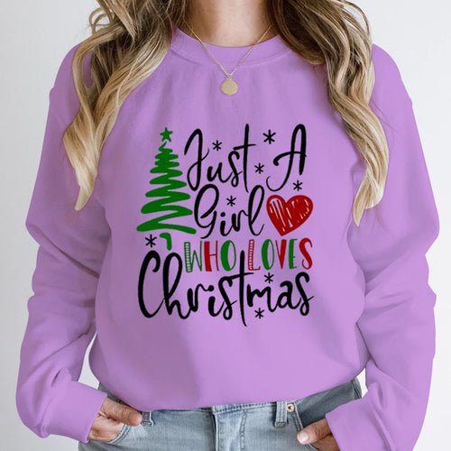 Just A Girl Who Loves Christmas Print Pullovers Women Fashion Pure - Noel.ca